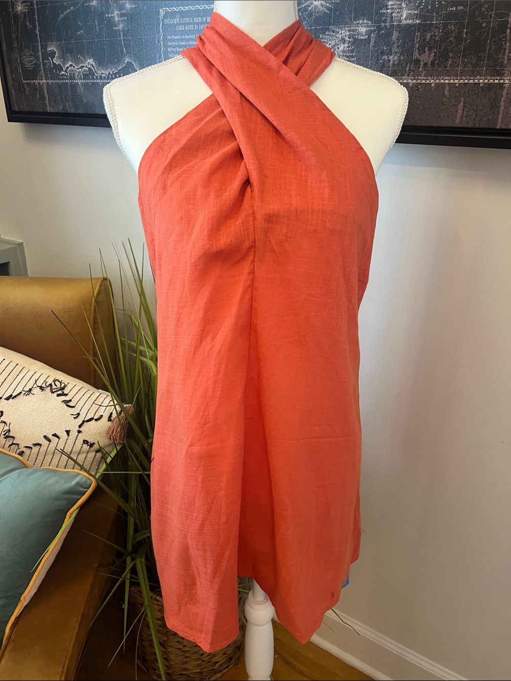Cupshe Coral Orange Cross-Halter Tunic